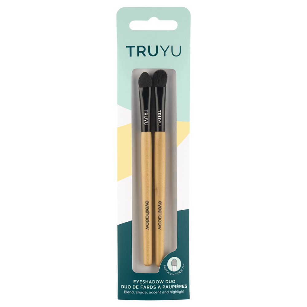트루유 TRUYU 아이섀도우 브러쉬 2종 양 끝이 블렌딩 팁과 스펀지 팁으로 구성된 브러쉬로 음영을 주거나 경계를 풀 때 효과적입니다.